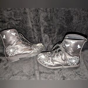 Whimsical Dandelion Puff & Tiny Bird Print Boots